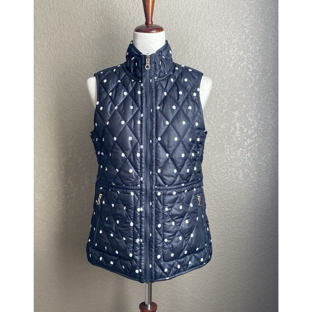 Kate Spade Women’s Reversible Quilted Polka Dot Vest Black Size Small S